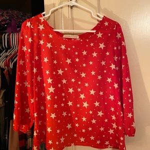 Peaches and Cream Red Star 3/4 Sleeve Top